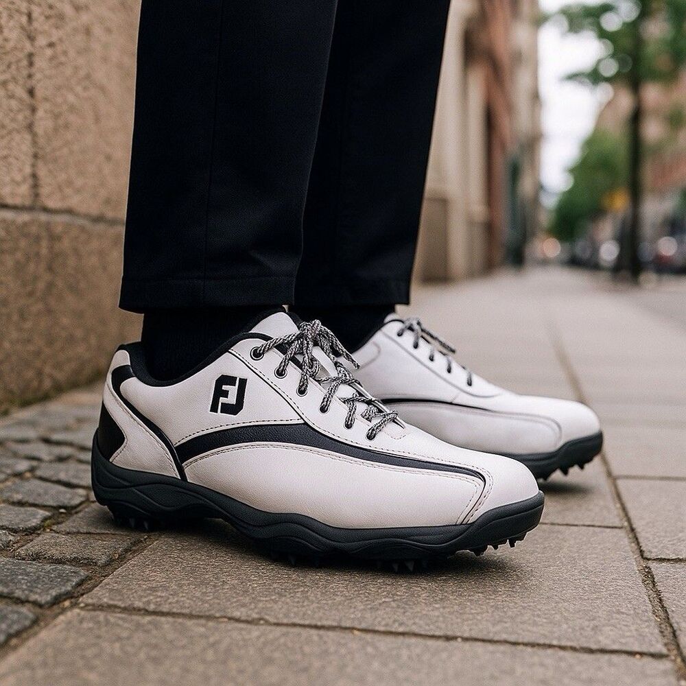 FootJoy 9.5 Medium SUPERLITES Men's Spiked Golf Shoes 58011-White/Black